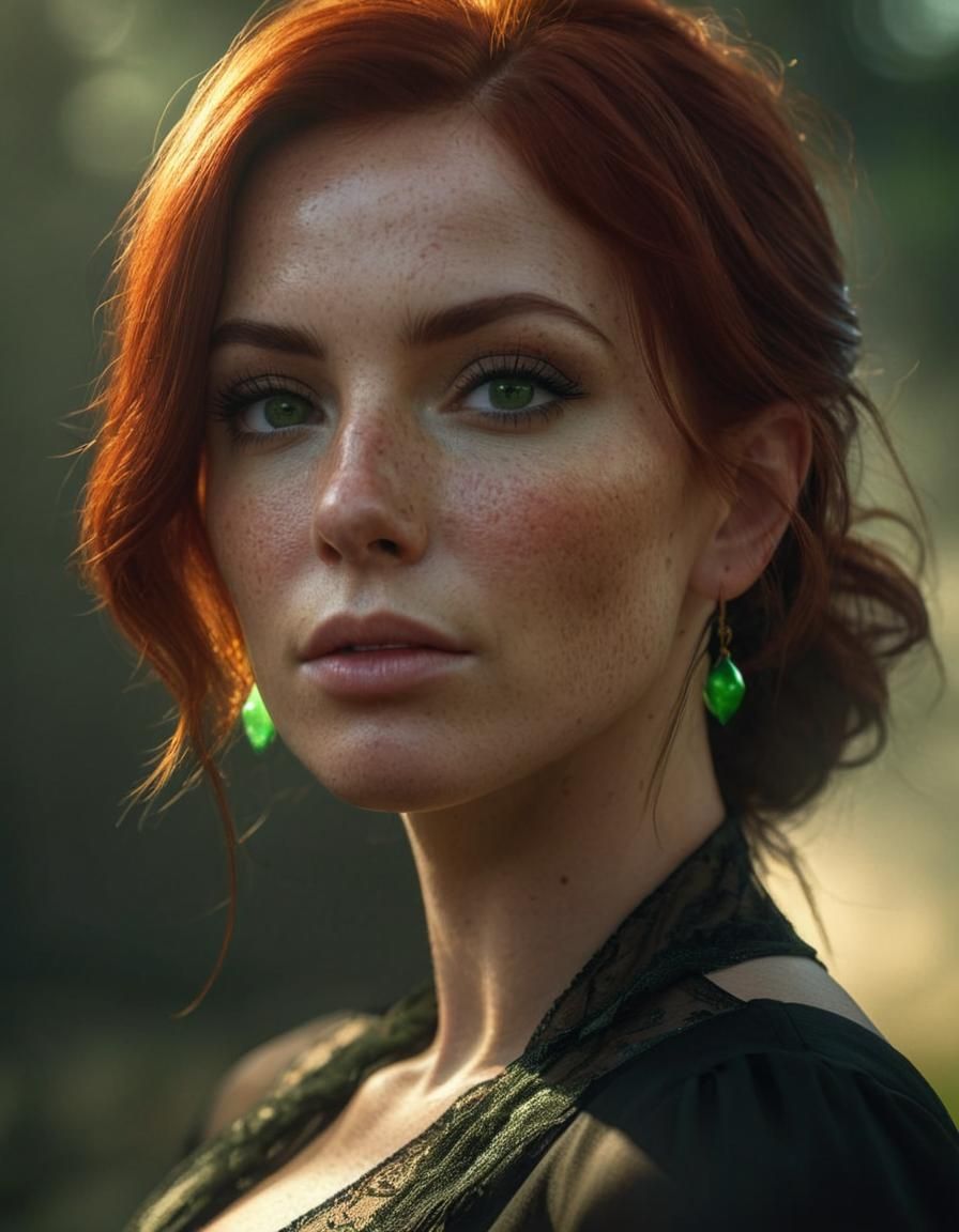 Detailed Portrait of Woman with Auburn Hair