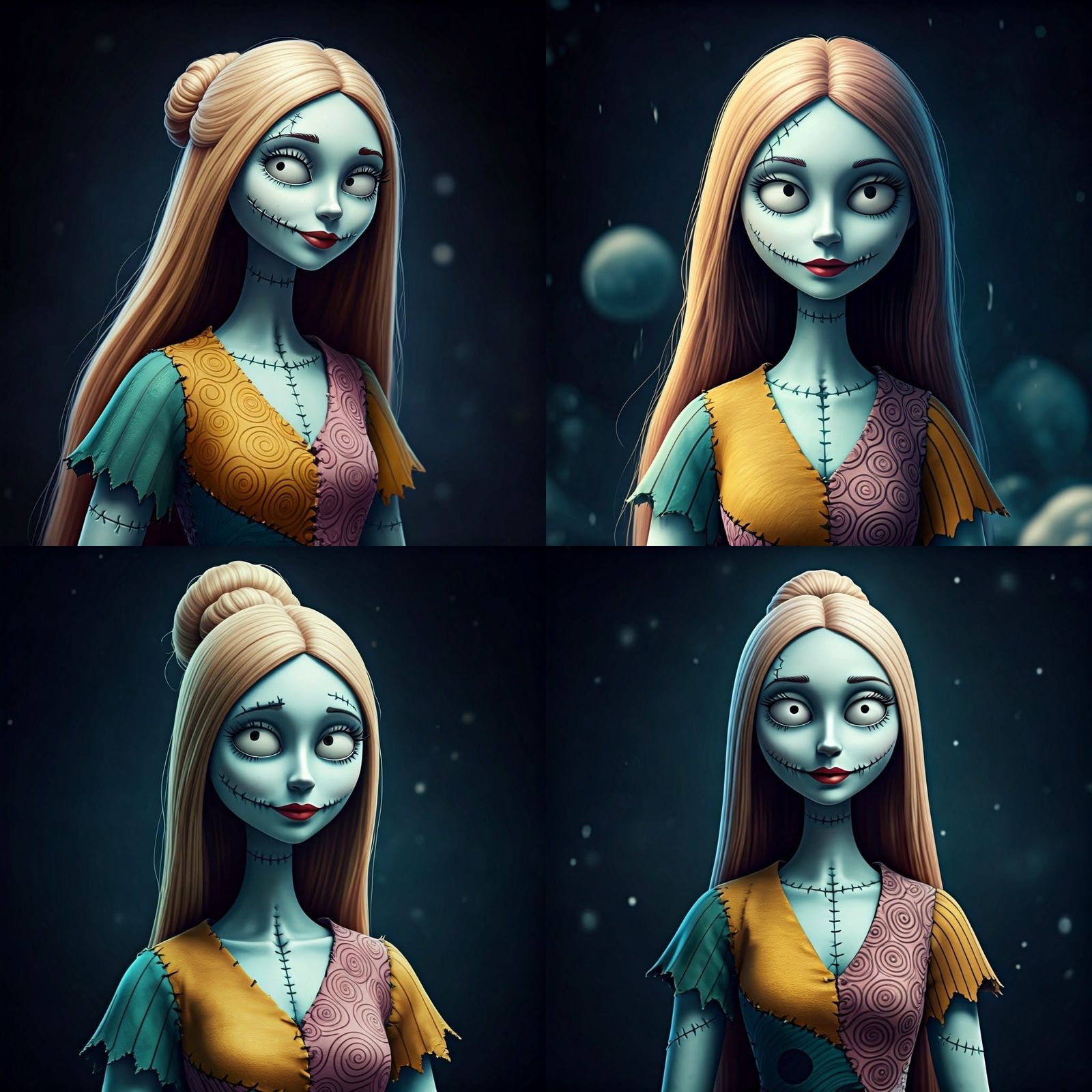 Sally as a Porcelain Christmas Doll, Detailed Art