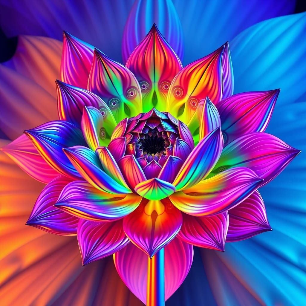 Fractal Lotus Bloom in Neon Hues