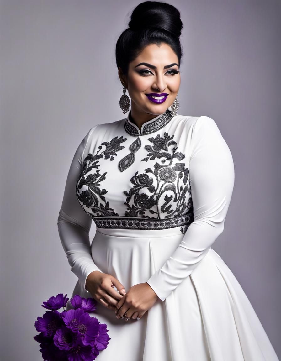 Detailed Black and White Portrait of Middle Eastern Woman