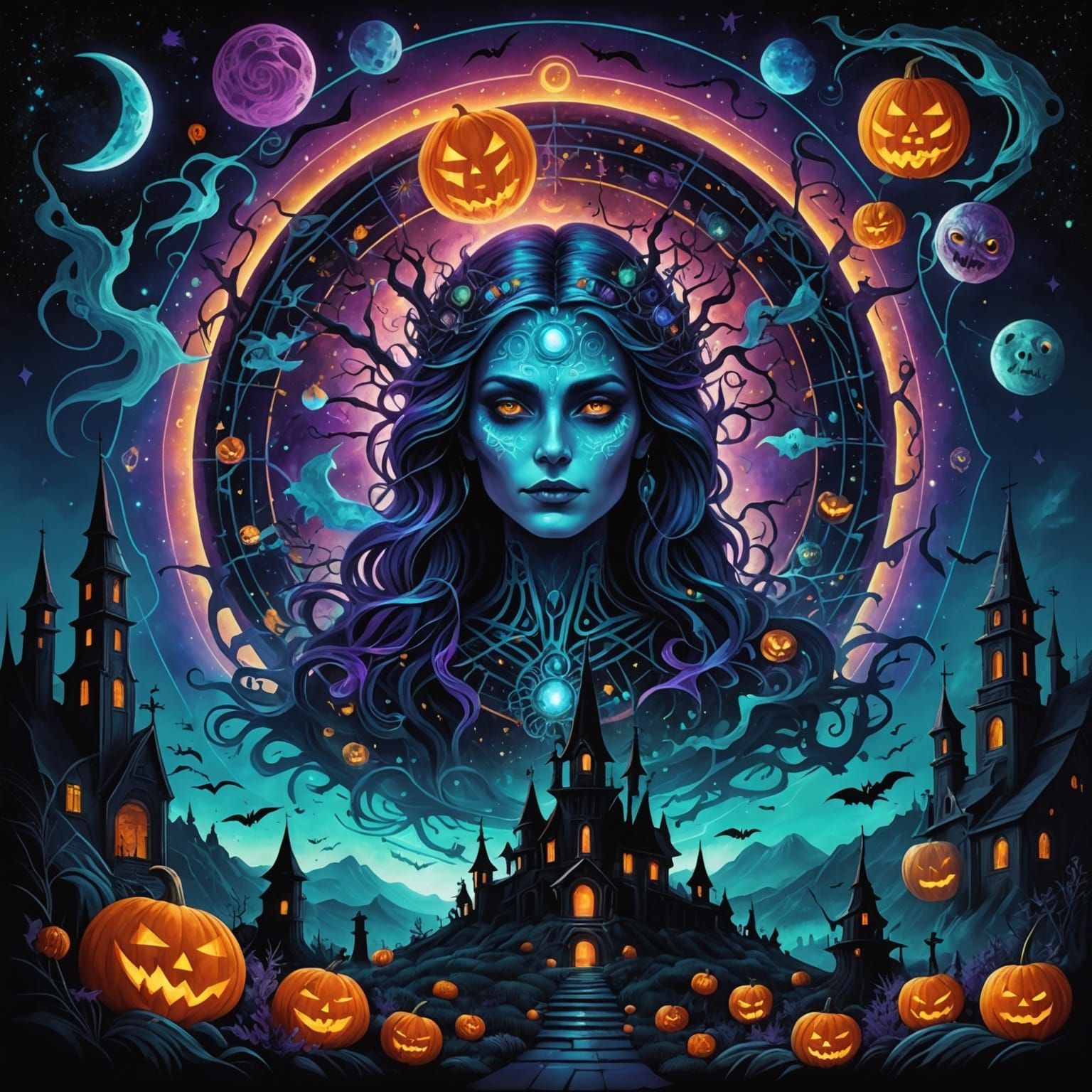 Astral Halloween Nights in Mixed Media