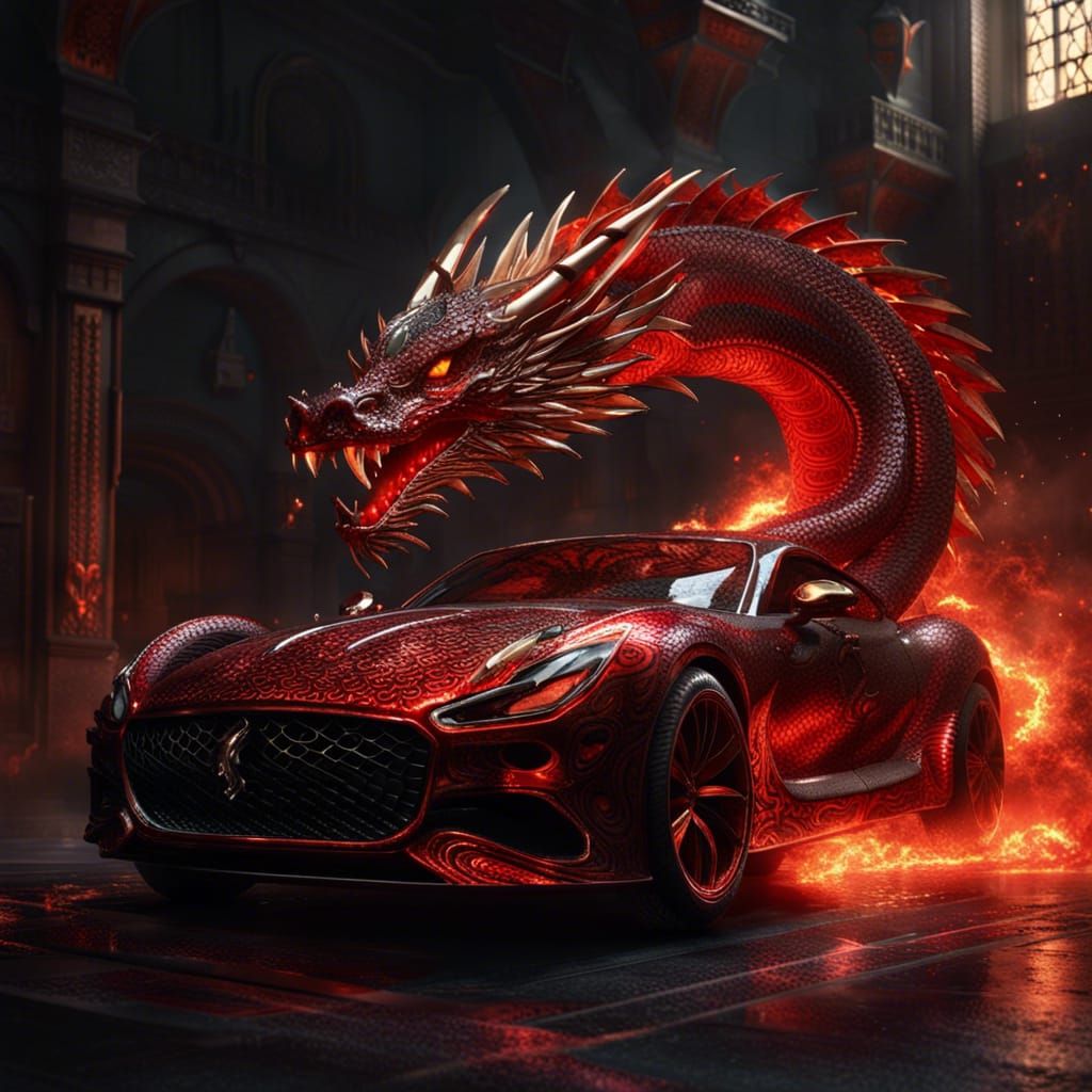 Dragon-Inspired Car with Fiery Details