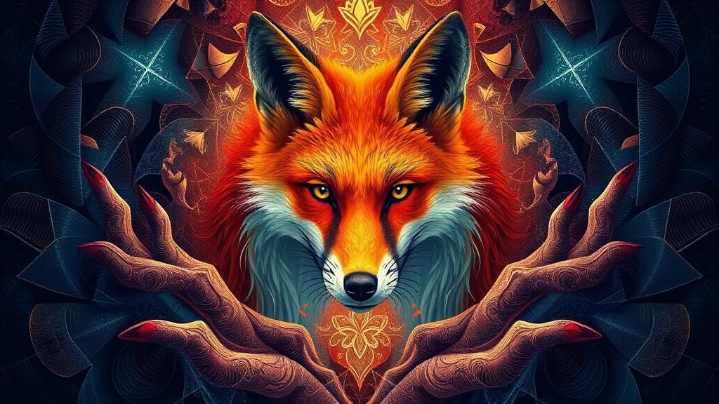 Surreal Fantasy Fox Portrait in Escher Style