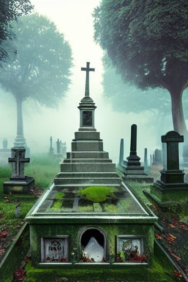 Mystical Ossuary Cemetery in Cel-Shaded Style