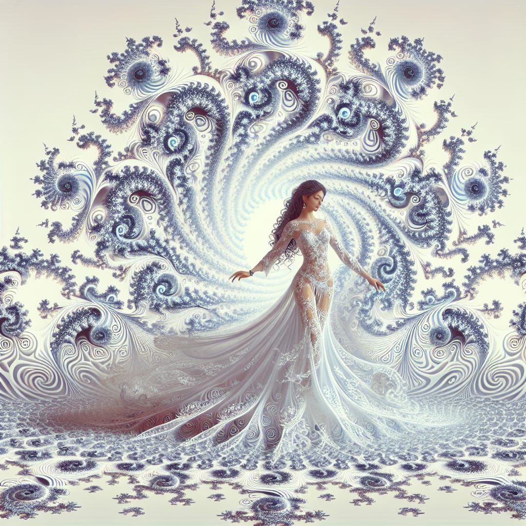 Girl Dancing in Psychedelic Fractal Dreamscape