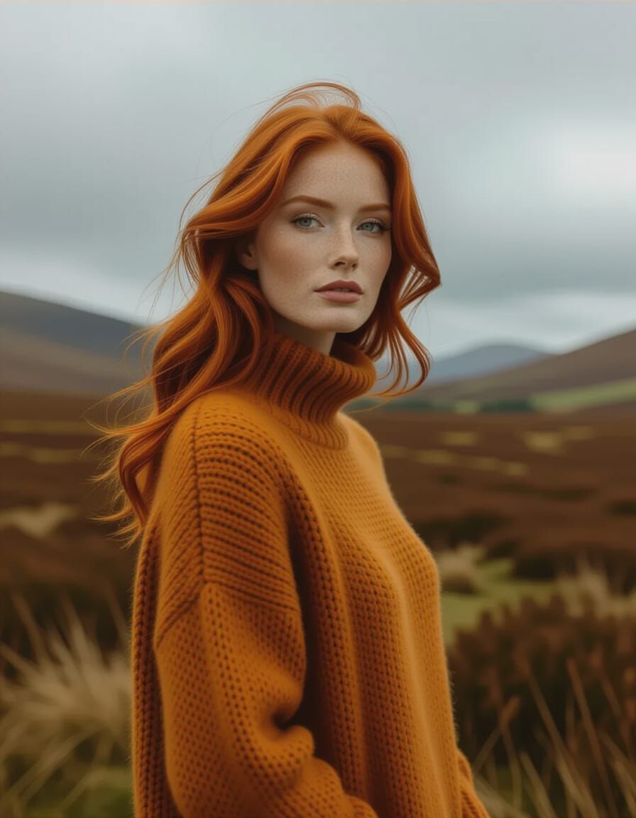 Renaissance Redhead in Scottish Moor, Michelangelo Style