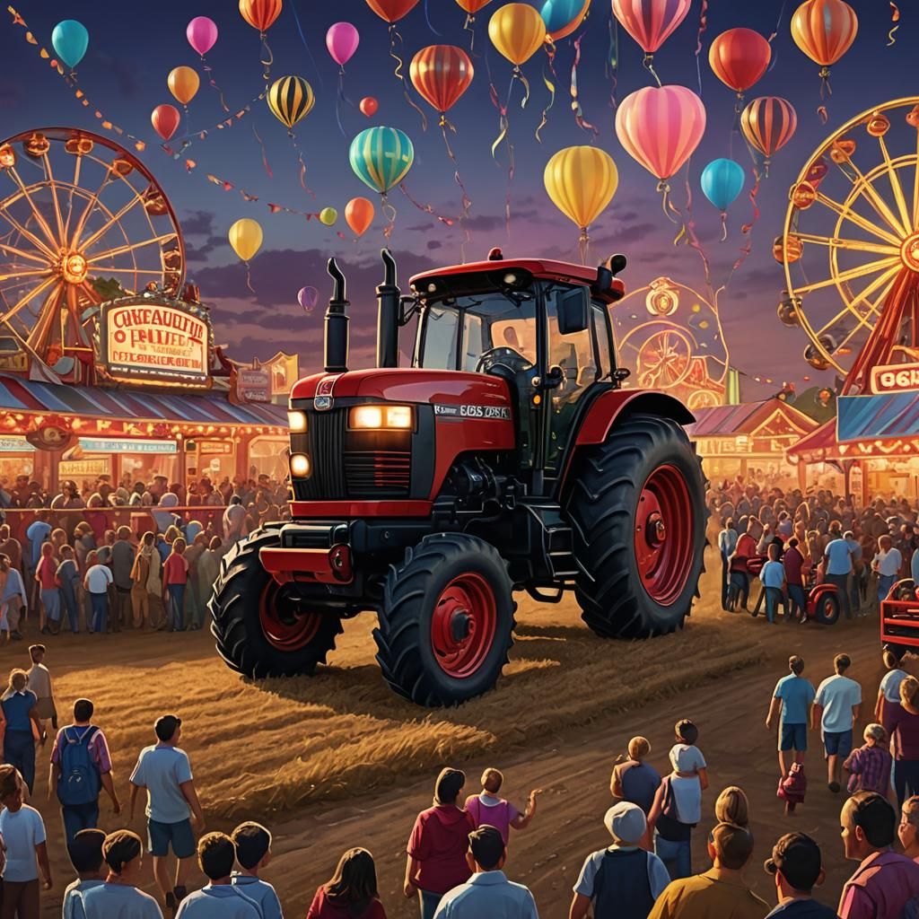 Case IH Tractor at County Fair: Digital Matte Painting