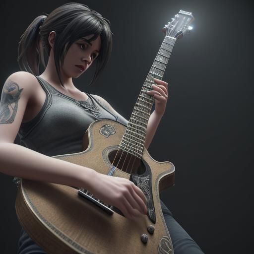 Intricate 3D Guitar Render in 8K Resolution