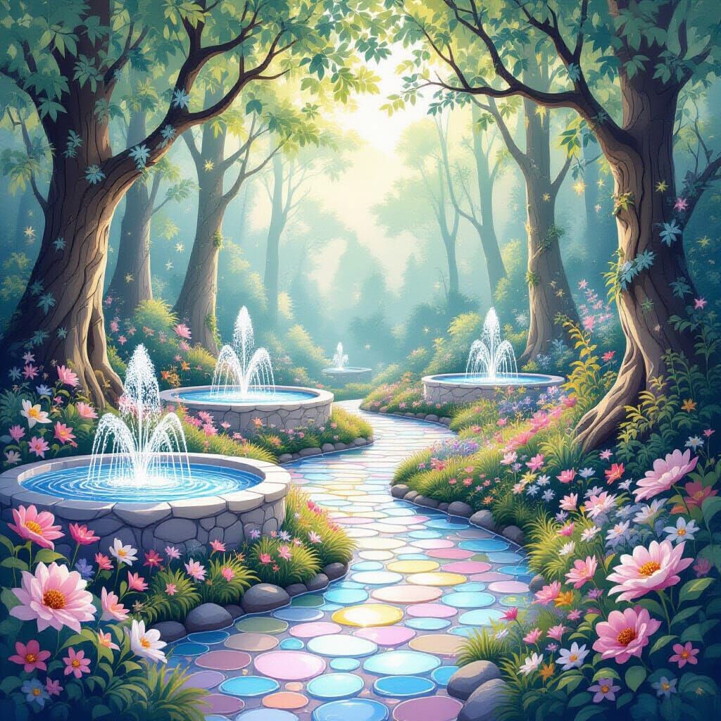 Mystical Garden of Pastel Sea Glass Sculptures