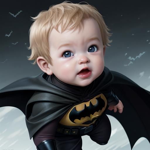 Realistic Young Baby Batman in Anime Art