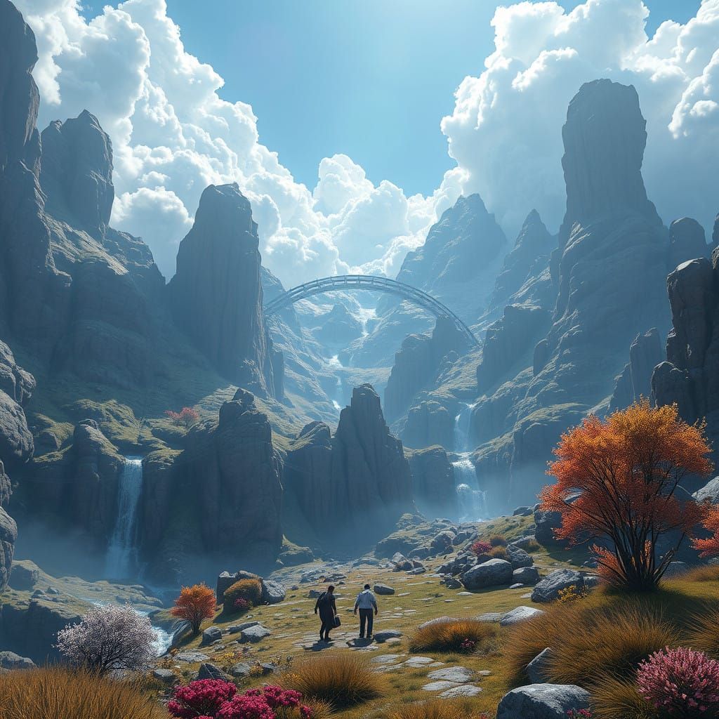Epic Fantasy Landscape in Vibrant, Detailed Style