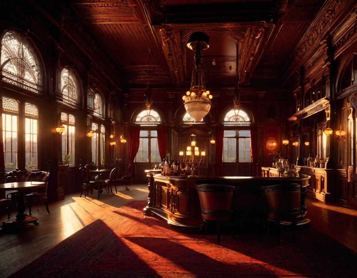 Victorian Saloon at Magic Hour: Cinematic Composition