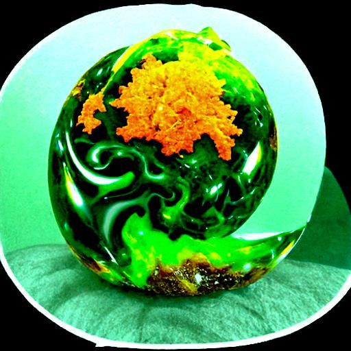 Green and Orange Fractal Resin Sphere