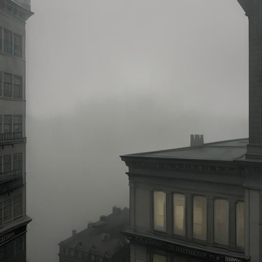 Heavy fog and mist (3.0) blanketing a city in a gloomy setting. ashcan school Edward Hopper