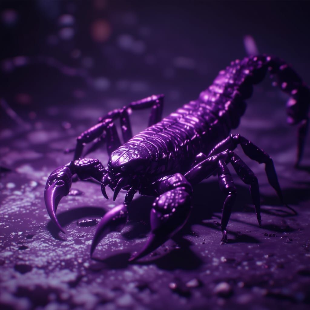 Moody Dark Purple Scorpion in Ominous Environment