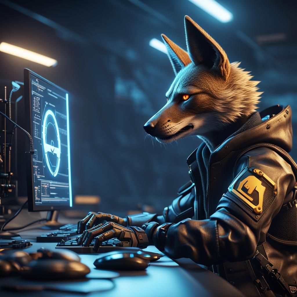 Jackal Hacker in 3D Cinematic Style