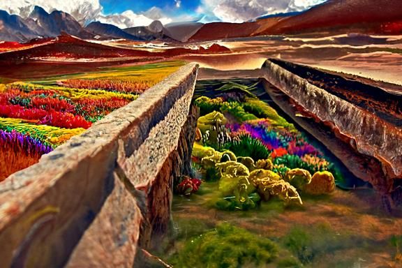Peruvian Landscape Digital Painting in Deep Color