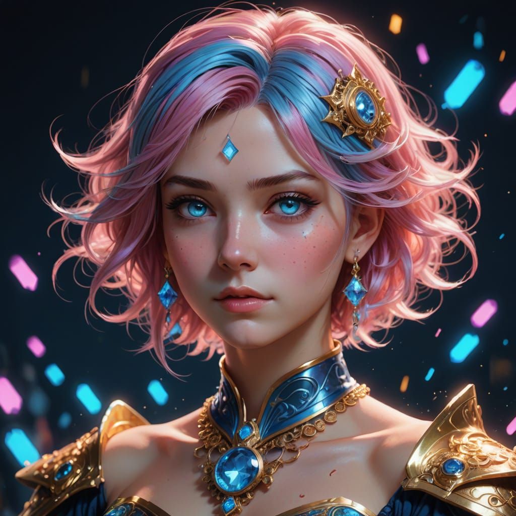 Glamorous Anime Sorceress Portrait