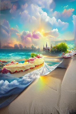 Cake by the Ocean: Photo-Realistic Digital Art