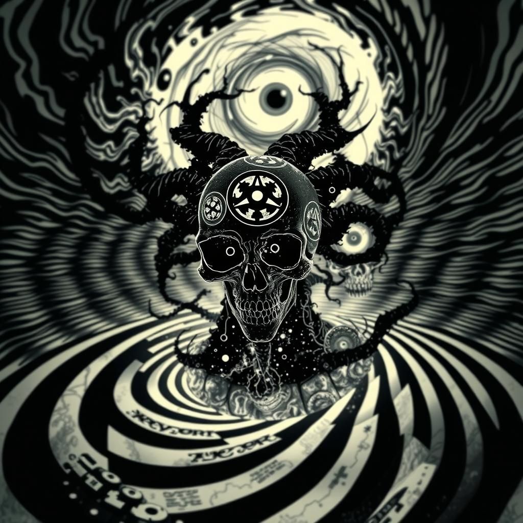 Junji Ito Inspired Vortex of Skulls