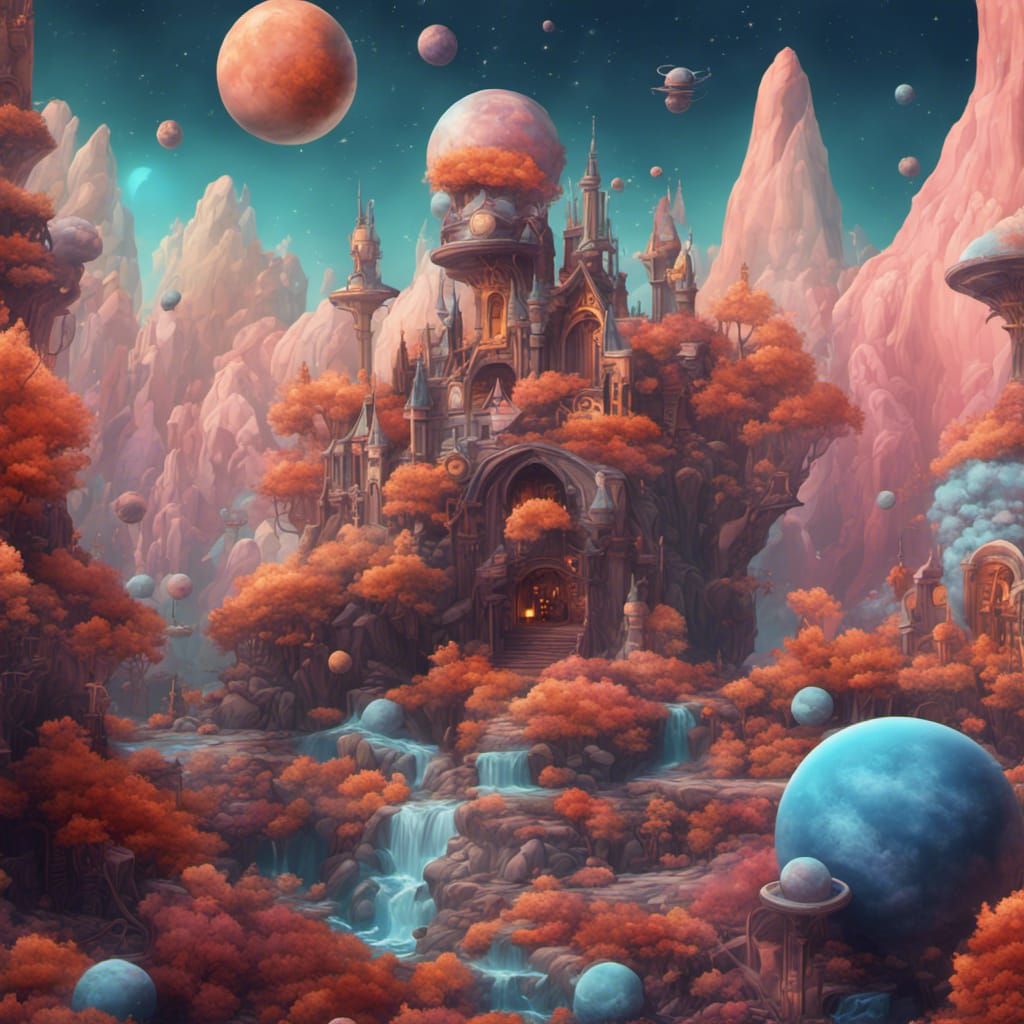 Cute Space Seamless Pattern in Detailed Matte Painting