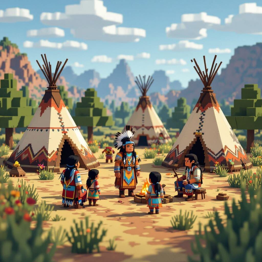 Minecraft Native American Village in Plains Biome