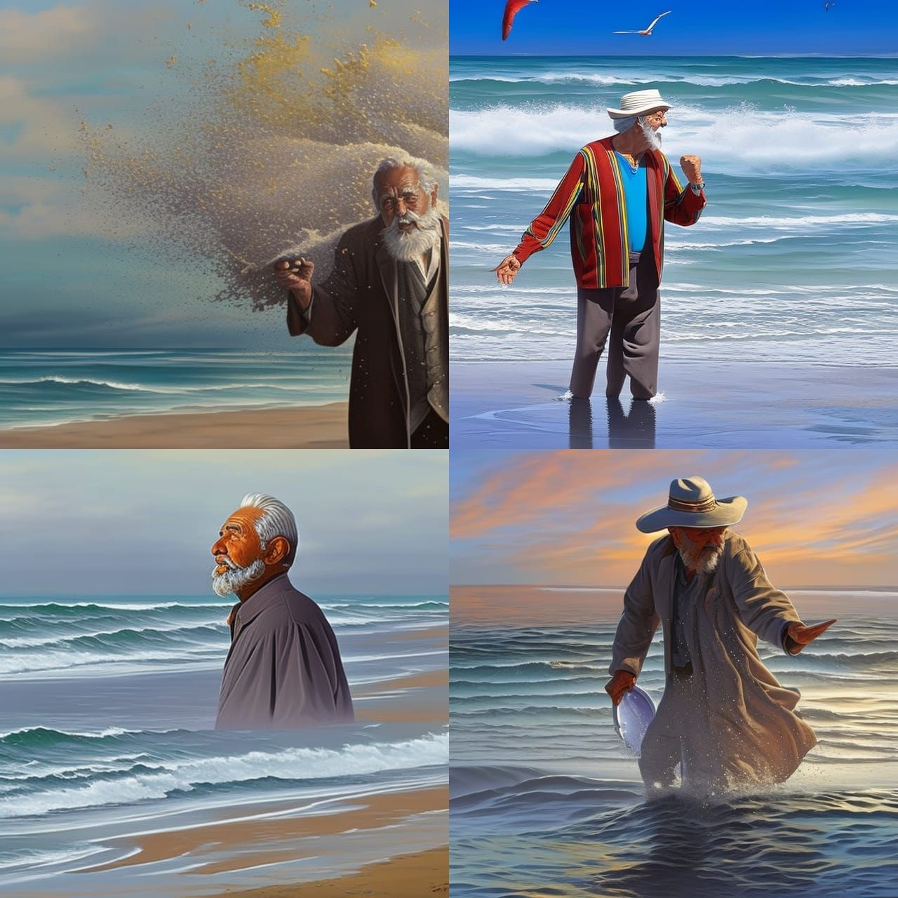 Joyful Old Man Celebrates Life in Splash Art