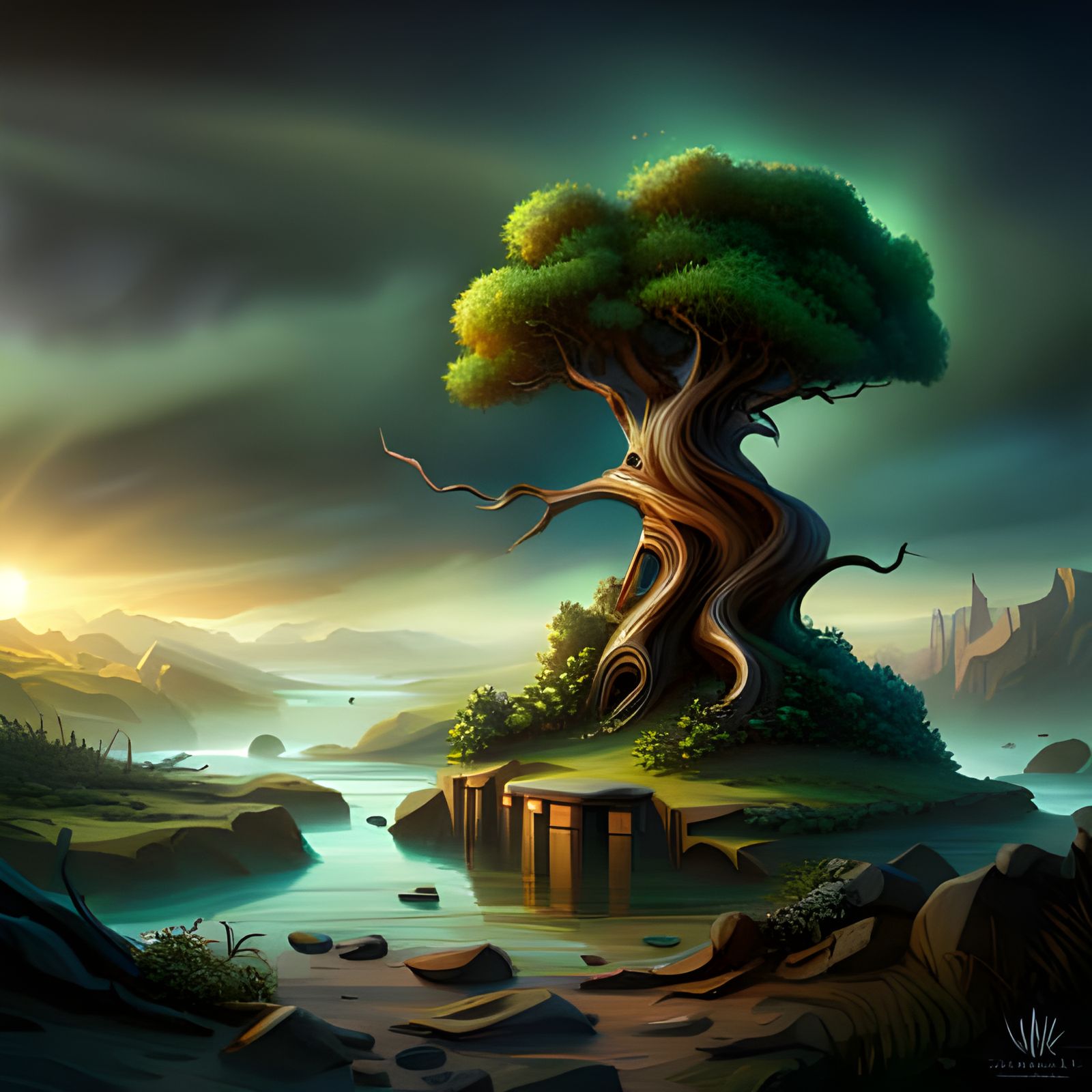 Dead Tree Clock: Epic Cinematic Concept Art