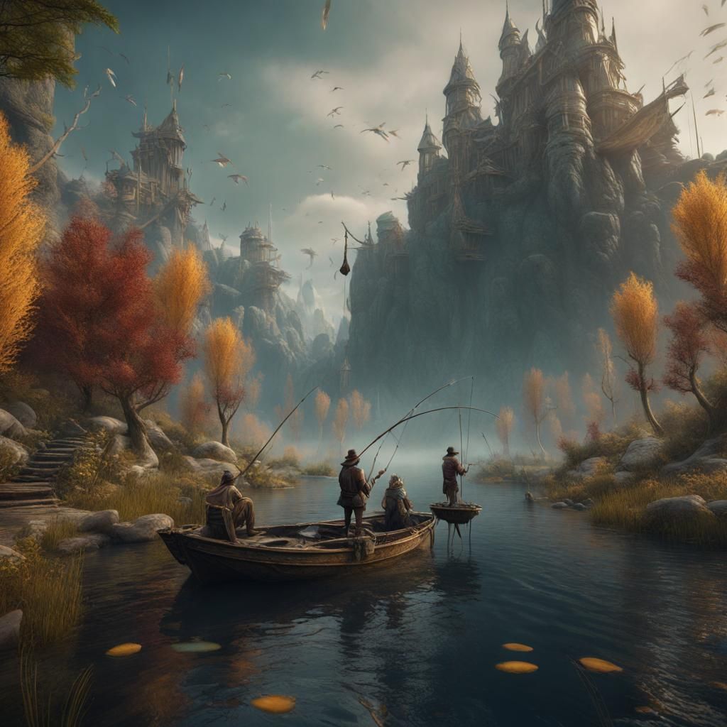 Fishermen at Lake: Fantasy Concept Art
