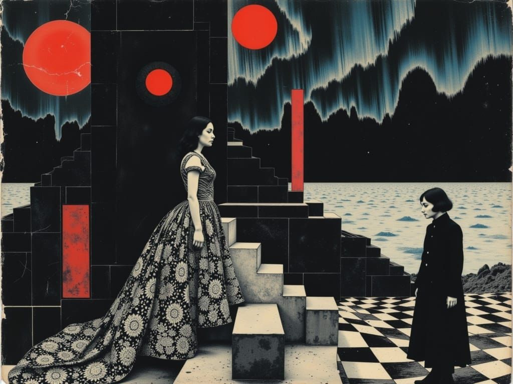 Queen of Hearts in Escher and Klimt Style