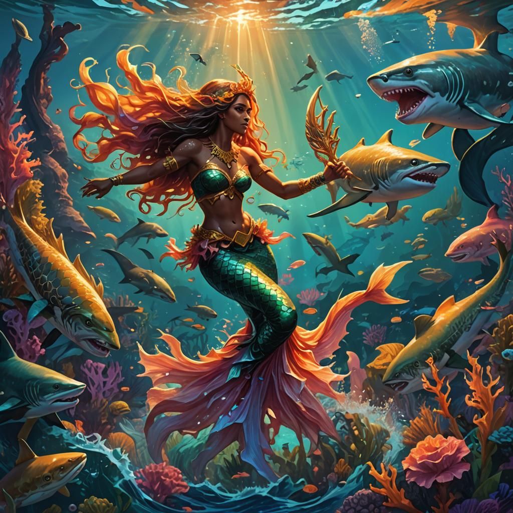 Mermaid Warriors in Epic Ocean Battle