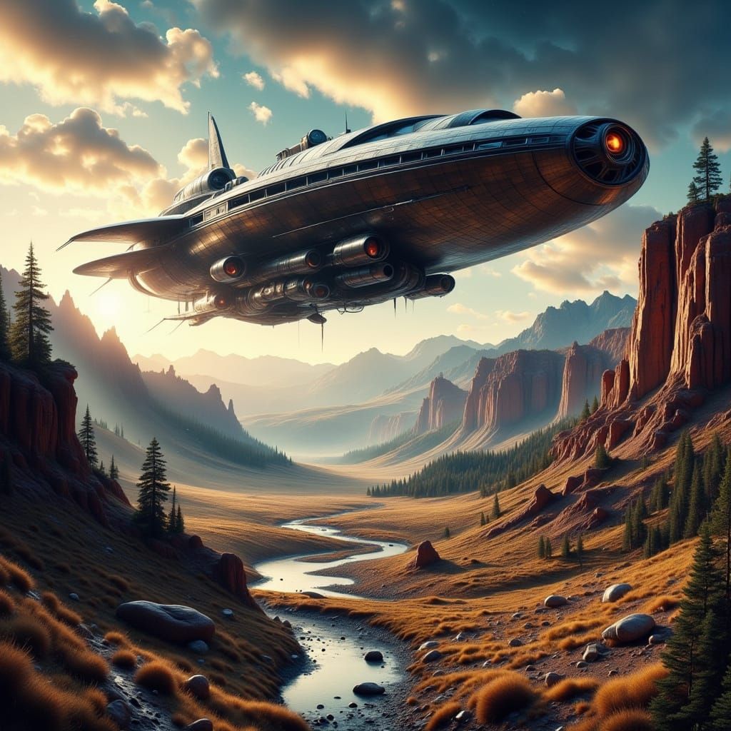 Alien Spaceship Landing at Yellowstone: Dreamy Enchantment