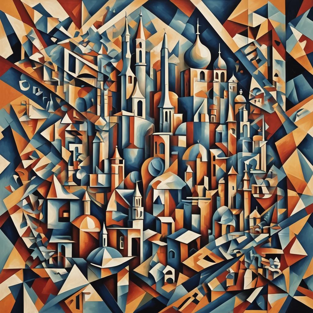 Cubist Shabbat Shalom in Geometric Fauvism Style