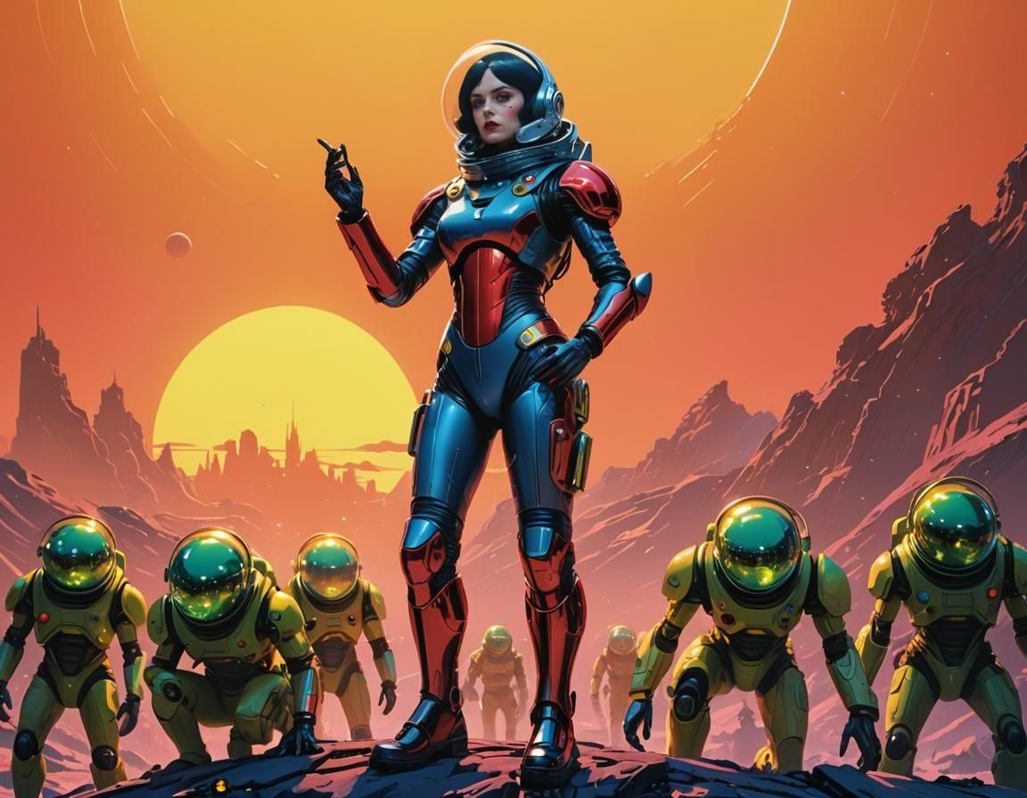 Futuristic Snow White in Raypunk Space Opera Style