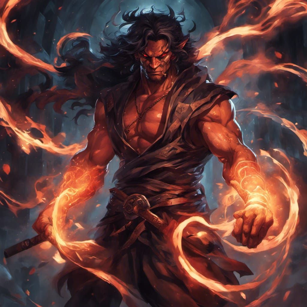 Ominous Demon Slayer Portrait with Dark Magic