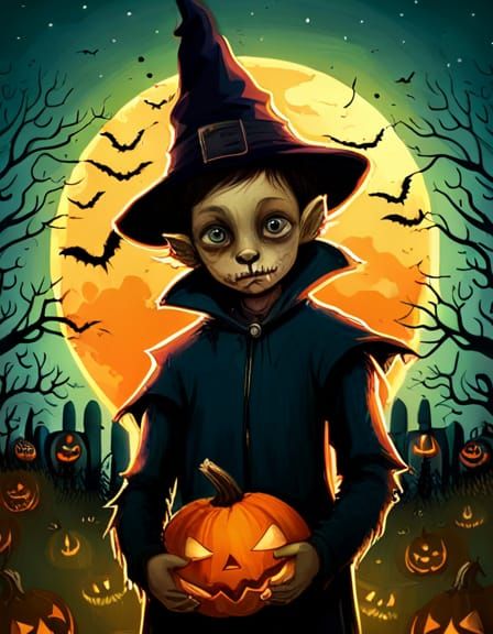 Halloween Anthro Crow Trick-or-Treating: Detailed 8k Art