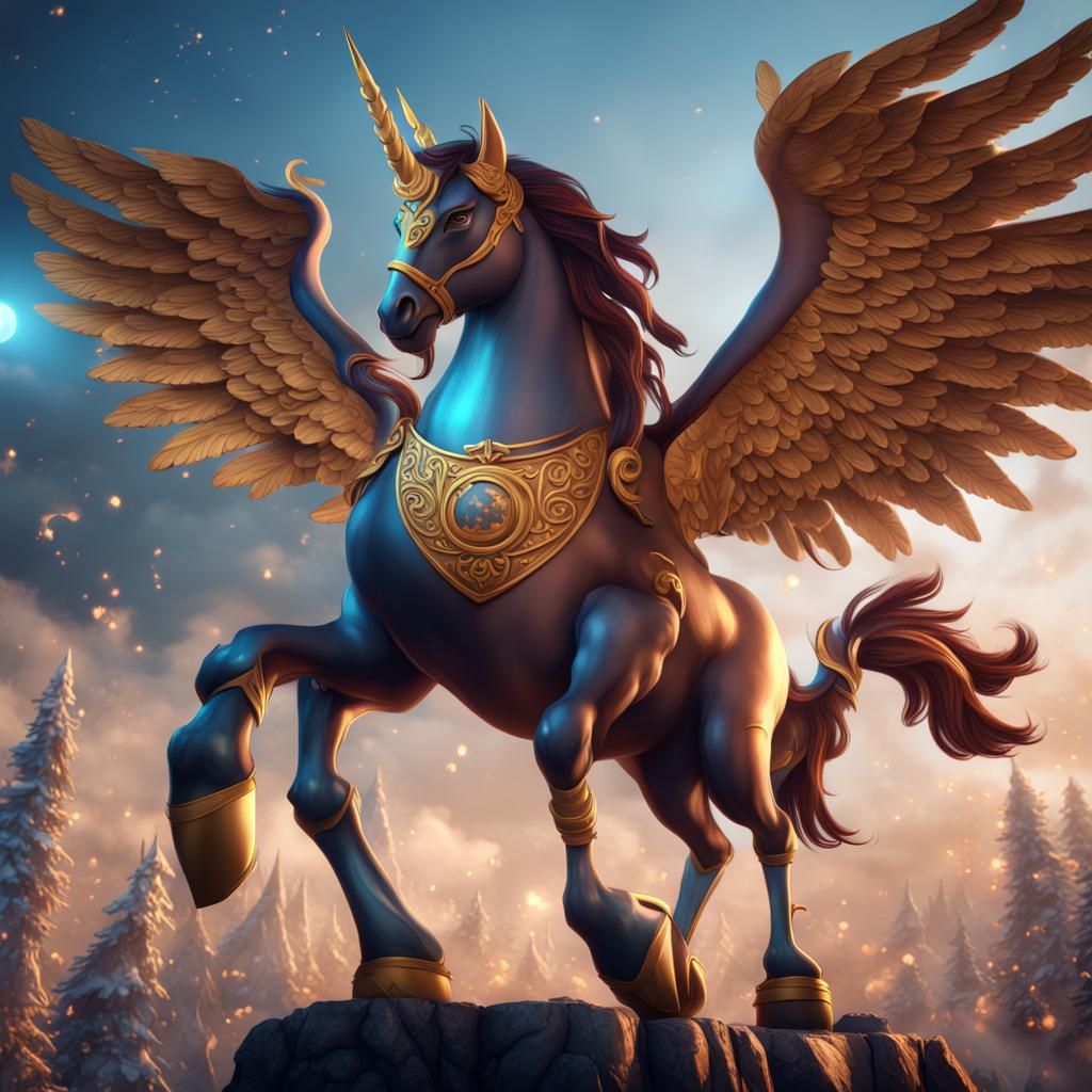 Pegasus New Year Banner in Detailed Fantasy Art