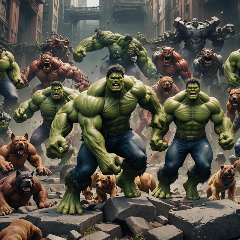 Dogs as the Hulk: Detailed Matte Painting