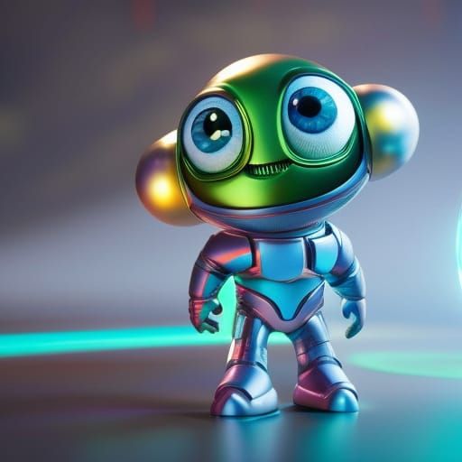 Cute Alien Origami Papercraft in 3D Digital Art