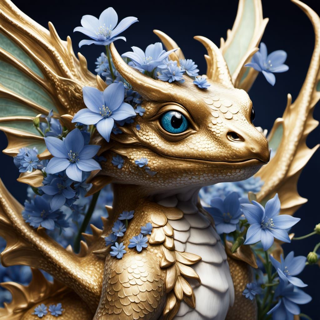 Porcelain Dragon With Frog, Iridescent Wings, Golden Light