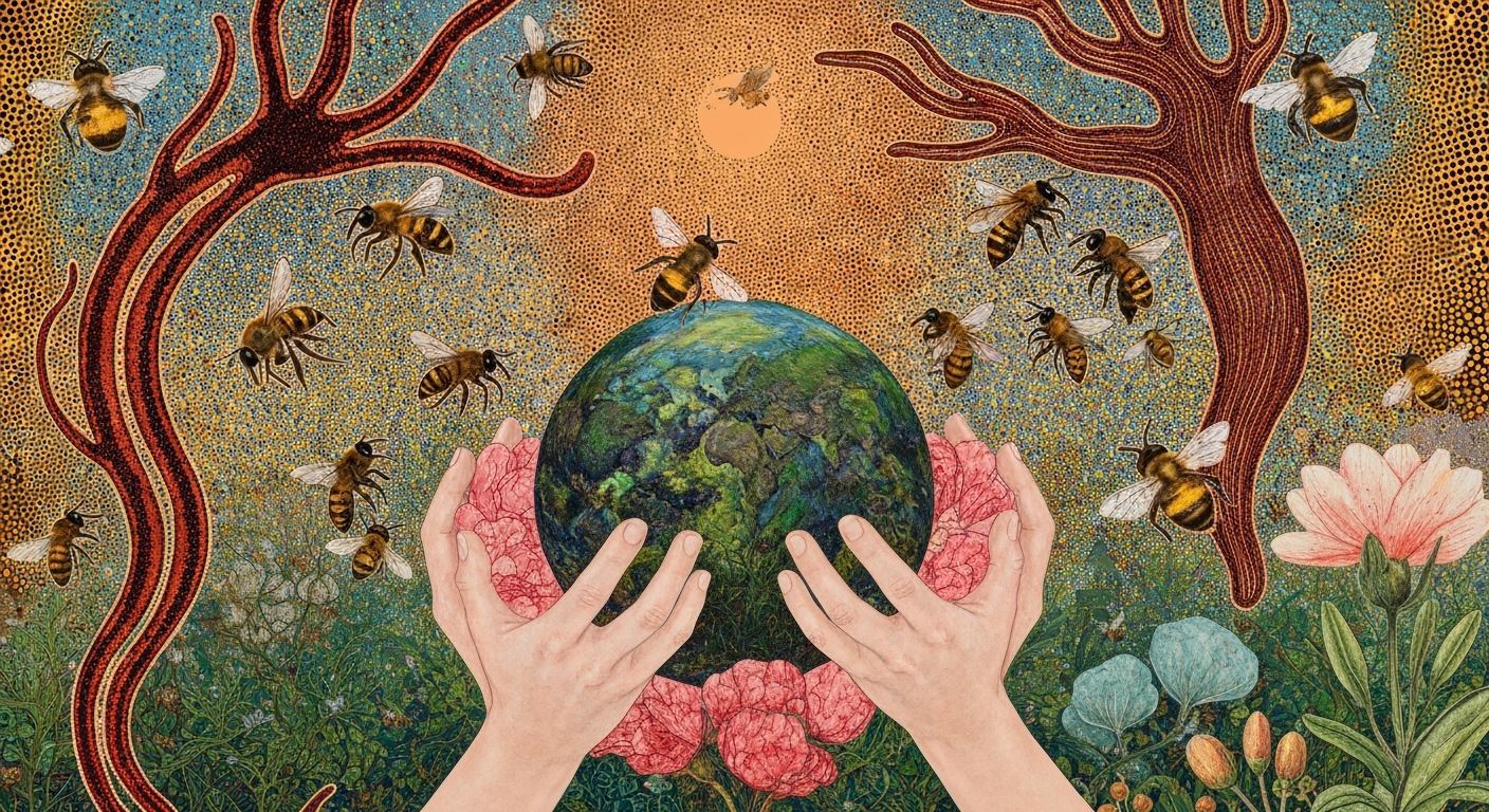 Ethereal Bio-Art Collage of Nature and Spirit