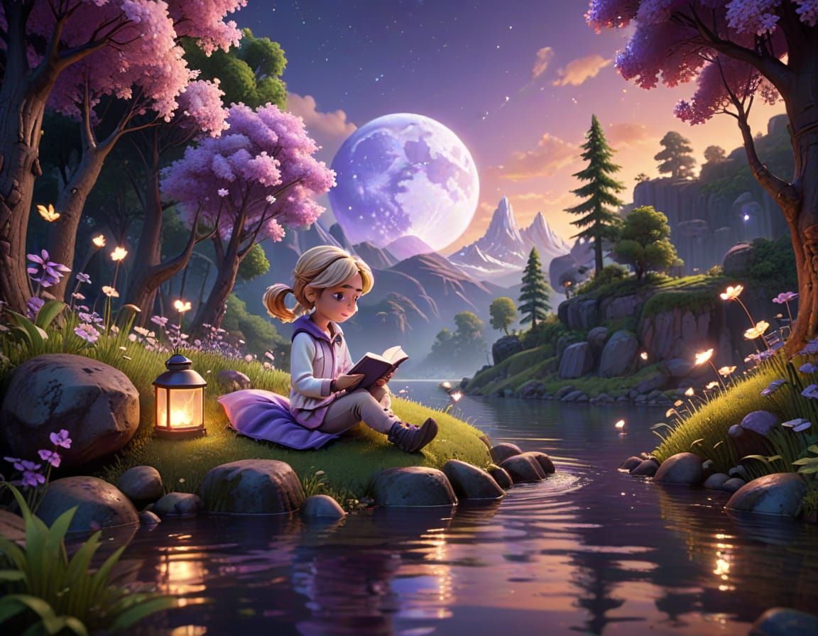 Magical Pixel Art World Inside a Teacup