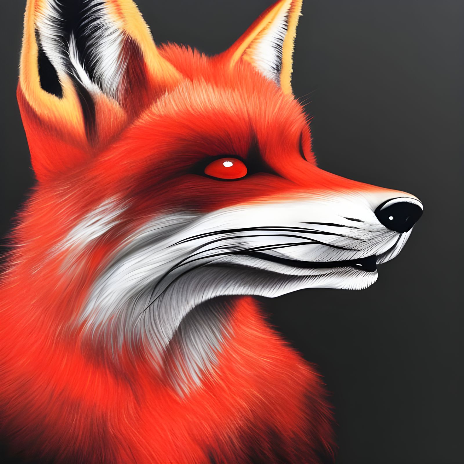 Vibrant Coral Fox on Dark Background