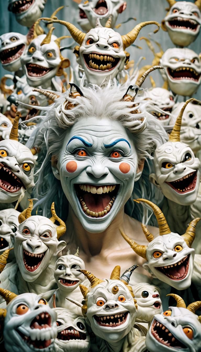 Cyberpunk Beast Smiles in Abandoned Electronics Warehouse