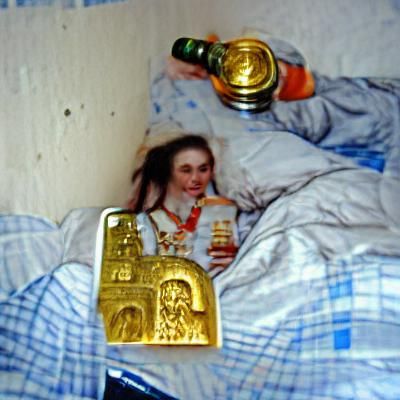 Dreamlike Portrait with Gold-Medallion Locks
