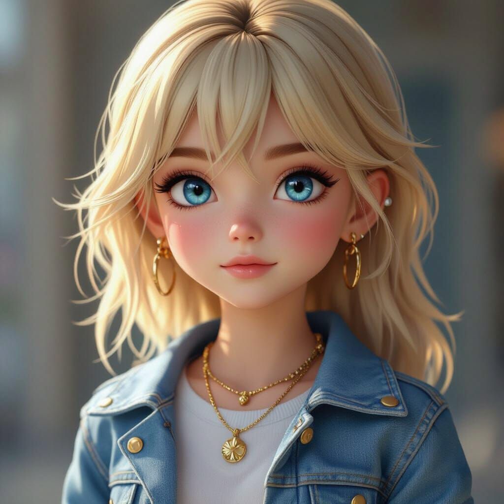 Detailed 3D Anime Art of a Blonde Girl