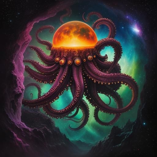 Nebula Octopus: Cosmic Surrealism Portrait