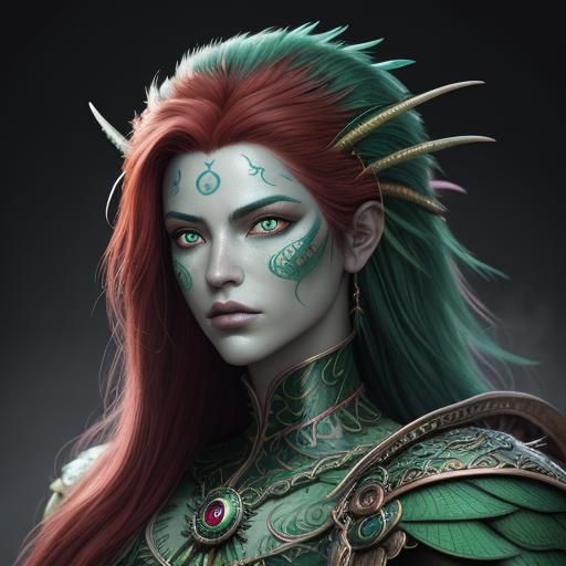 Dragon Woman Portrait in Hyper-Realistic Digital Art