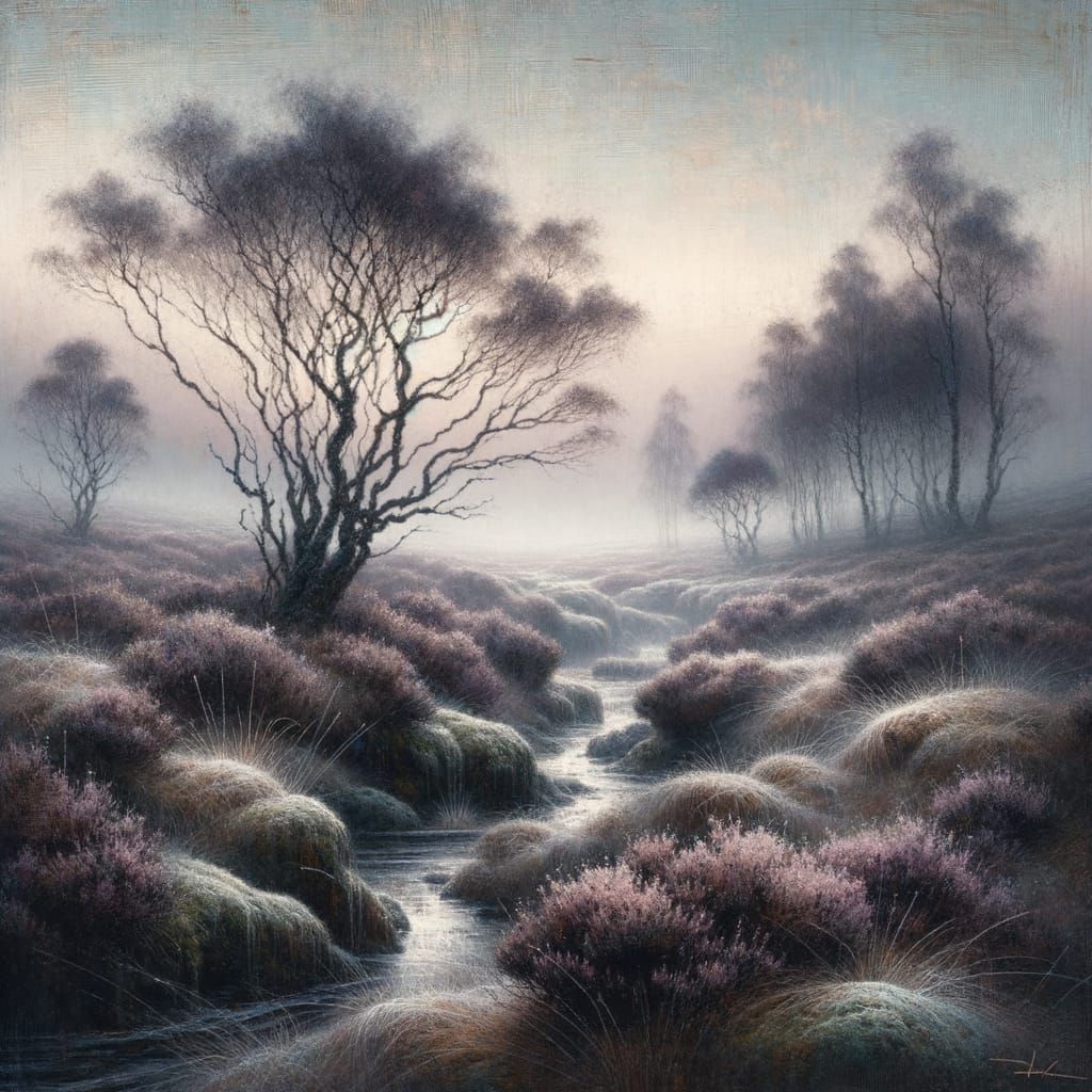 Highland Glen at Dawn: A Tapestry of Mist and Shadow