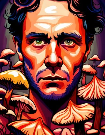 Fungi Portrait in Art Nouveau Style